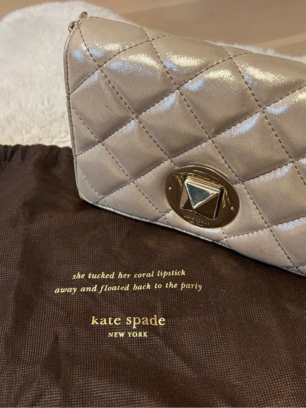 kate spade Quilted Metallic Champagne Clutch Wallet